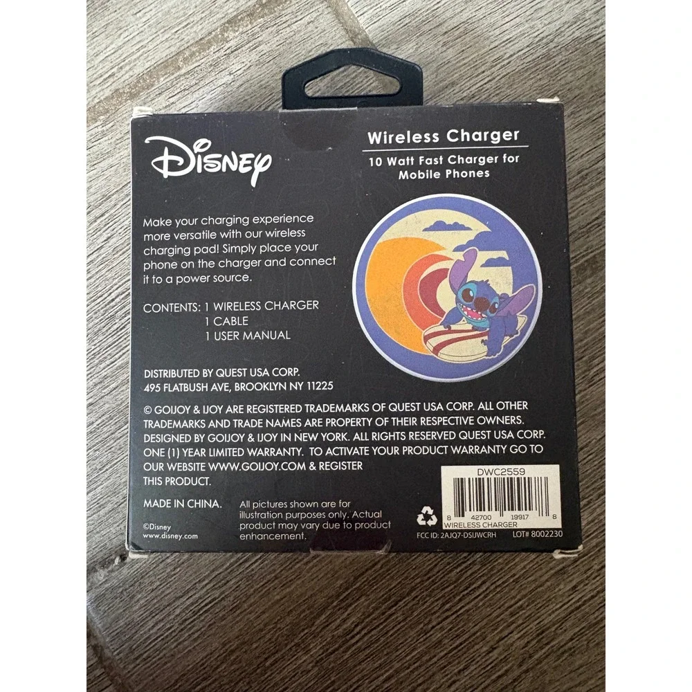Disney Lilo & Stitch Wireless Charger 10 Watt Fast Charging Pad DWC2559 New